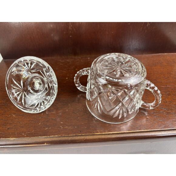 Vintage Anchor Hocking Prescut Star Pattern Sugar Dish With Handles - Picture 4 of 8